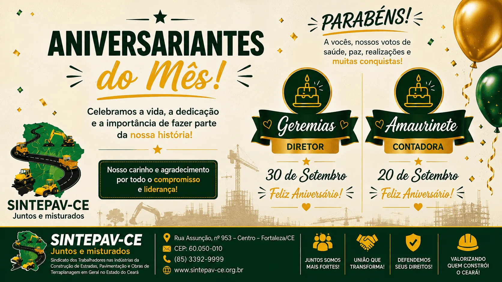 ANIVERSARIANTES DE SETEMBRO